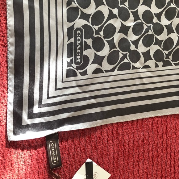 Coach "C" Logo Black & Silver Silk Square Scarf 21 x 21 silk scarf - Picture 1 of 8